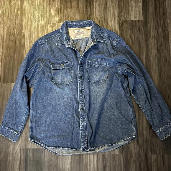 Eddie Bauer Sport Shop Button Up Denim Shirt Men's Size XL Long Sleeve Workwear - Picture 2 of 8